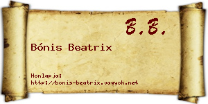 Bónis Beatrix névjegykártya